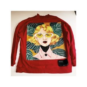 Zara Red Graphic Sweater